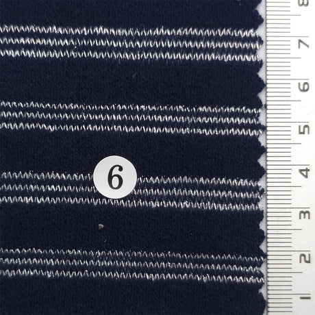 Navy Blue - Metallic Stripe Knit Acry Metal Fabric - FAB1858