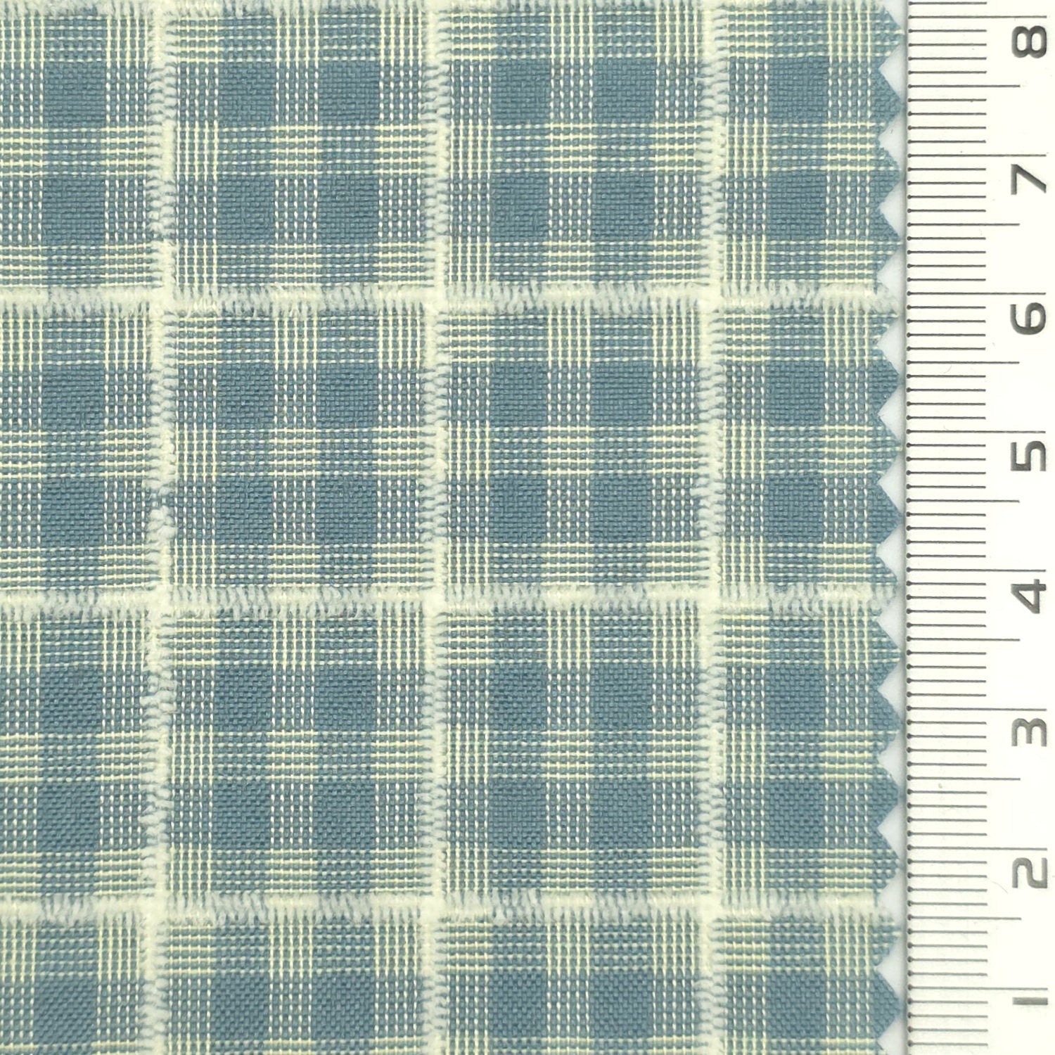 Dusty Blue - Textured Lightweight Embroidered Plaid Poly Cotton Shirting Woven Fabric - FAB 1935