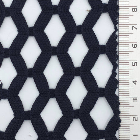 Navy Airy Zigzag Mesh Poly Knit Fabric - FAB1849