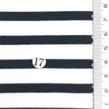 1: Light Blue-2: Pink Beige-3: Navy Blue-4: Dusty Rose-5: Dark Brown - Stable Medium Weight Striped Poly Cotton Span Ponte Knit Fabric - FAB 1922