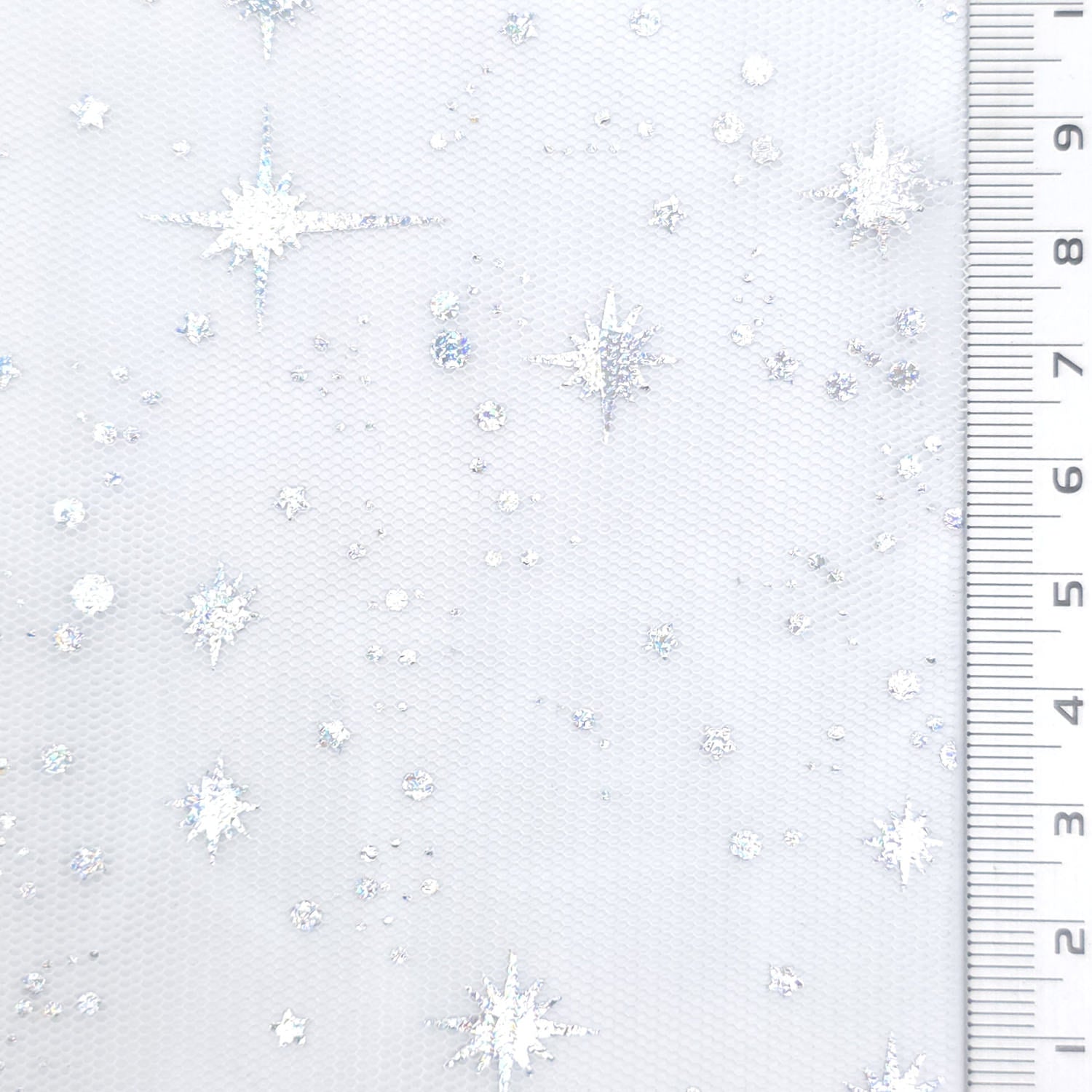 Star Foil Poly Knit Fabric - FAB1949 - Off White