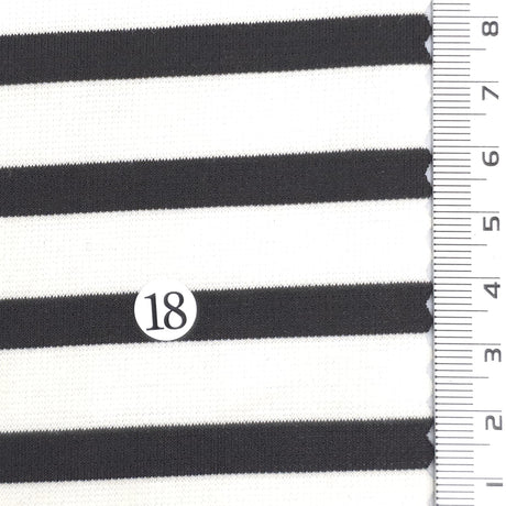 1: Light Blue-2: Pink Beige-3: Navy Blue-4: Dusty Rose-5: Dark Brown - Stable Medium Weight Striped Poly Cotton Span Ponte Knit Fabric - FAB 1922