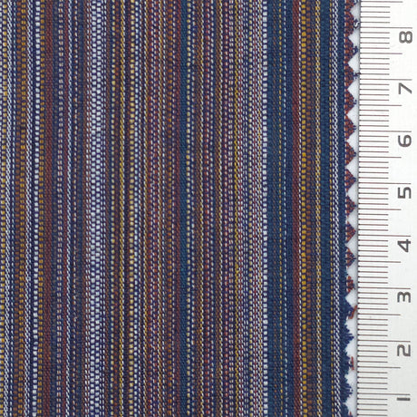 Navy Blue Textured Stripe Cotton Woven Fabric - FAB1825