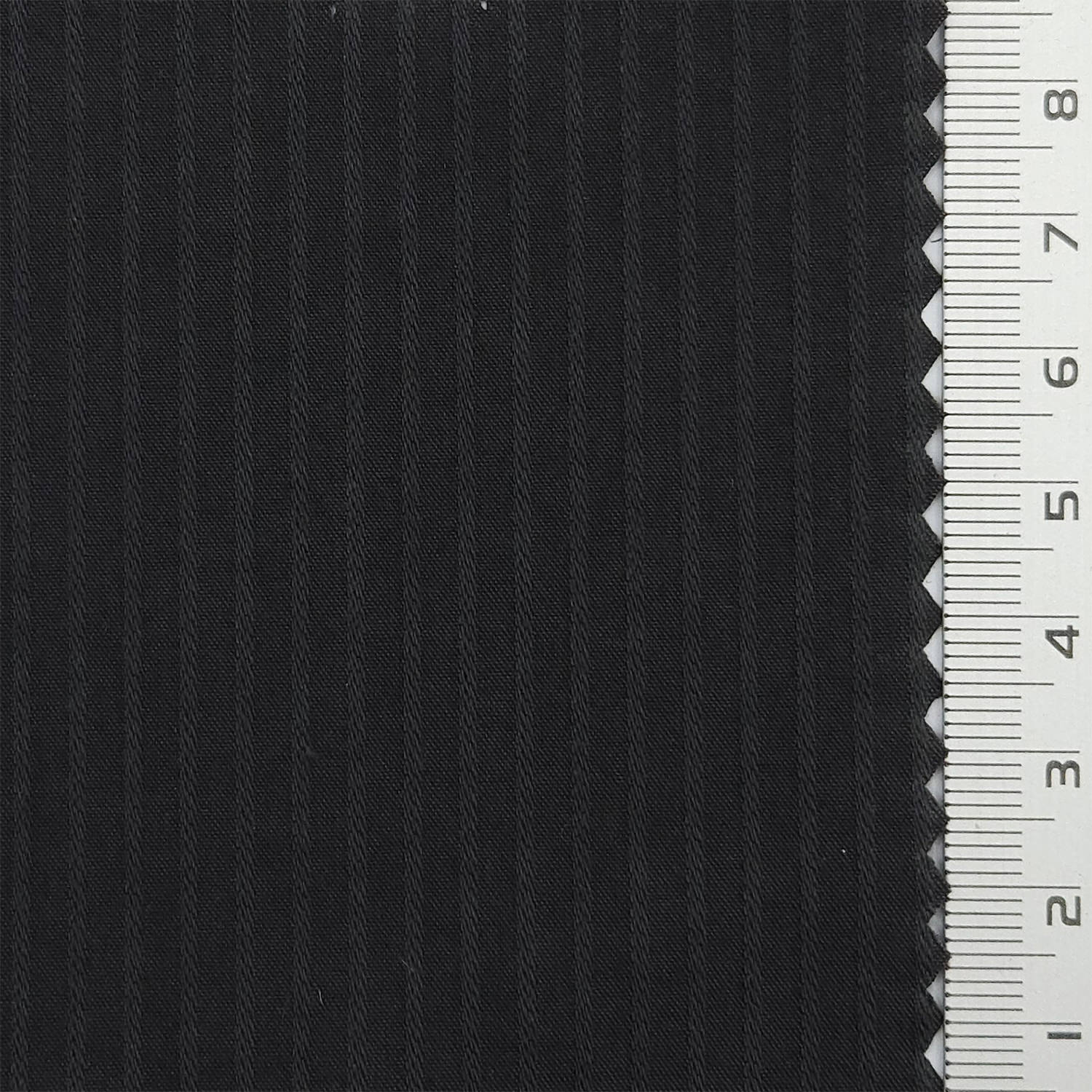 Stripe Rib Rayon Cotton Woven Fabric - FAB 1794 - 7.Black