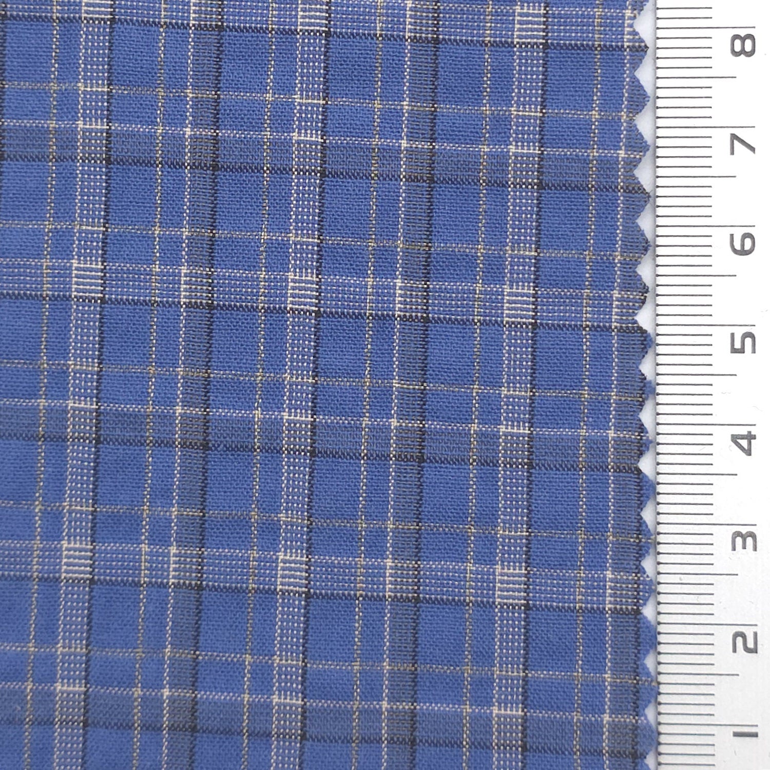 Tattersall Check Polyester Cotton Woven Fabric - FAB1969 - Blue