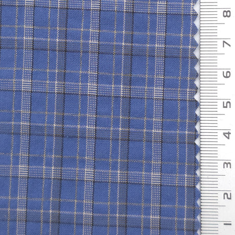 Tattersall Check Polyester Cotton Woven Fabric - FAB1969 - Blue
