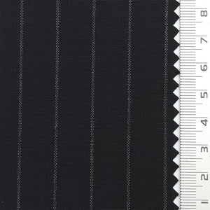 Chalk Stripe Plain Polyester Spandex Rayon Woven Fabric - FAB1781 - Black