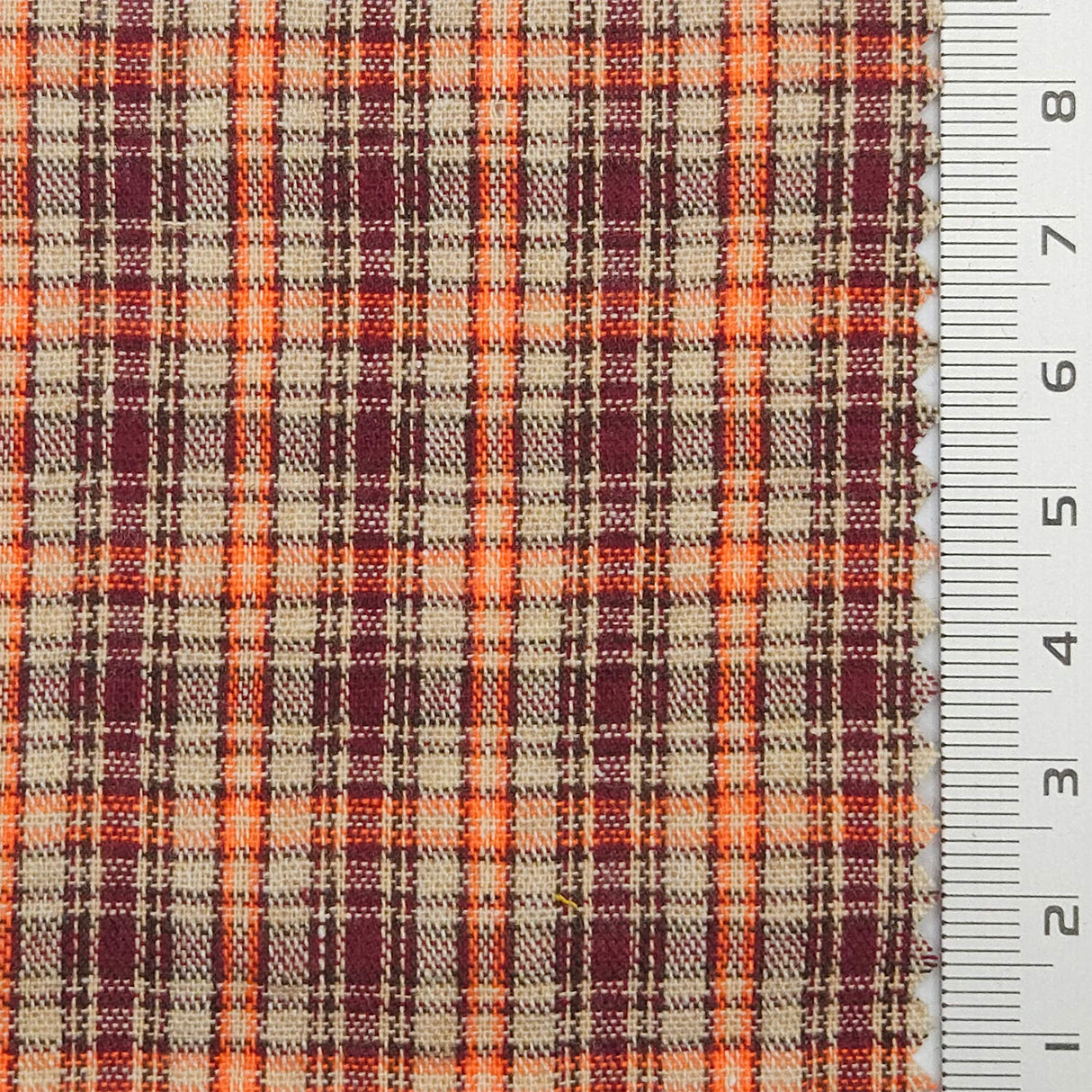 Multi Color Check YarnDyed Polyester Cotton Woven Fabric - FAB1788 - Orange