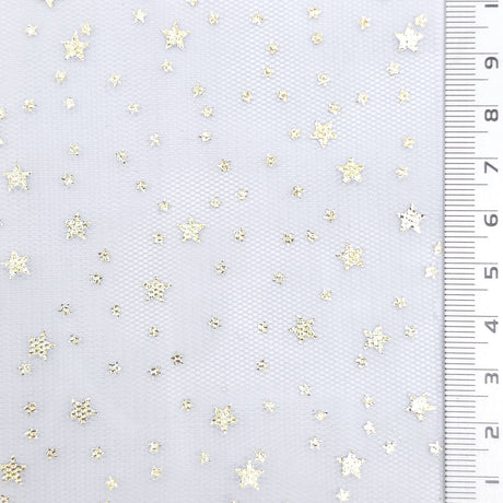 Star Print Poly Knit Fabric - FAB1953 - Off White