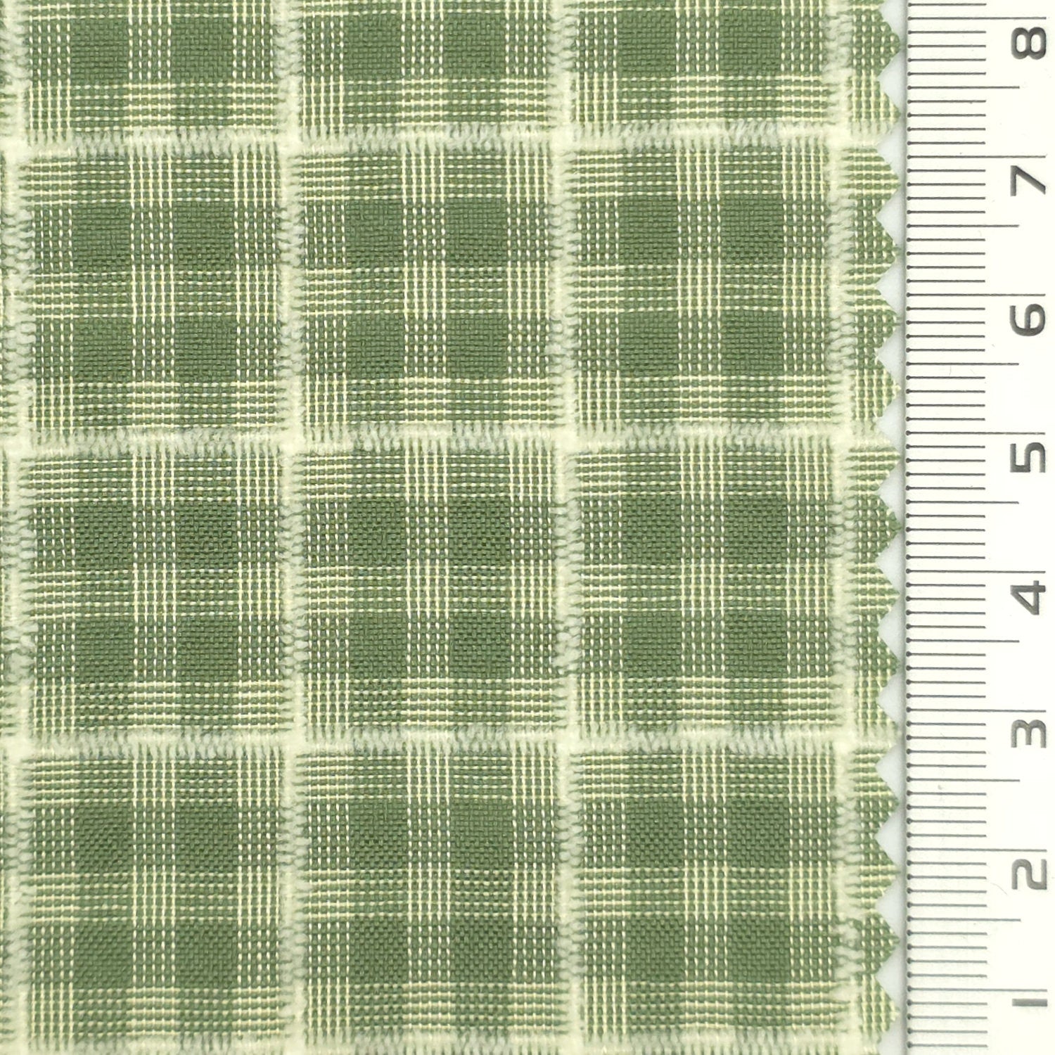 Sage Green - Textured Lightweight Embroidered Plaid Poly Cotton Shirting Woven Fabric - FAB 1935