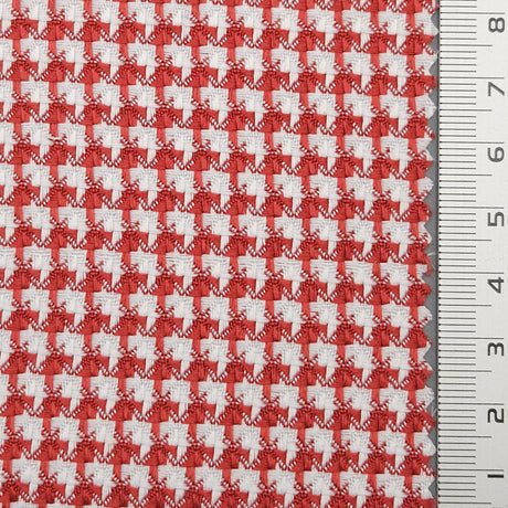 Houndstooth YarnDyed Polyester Spandex Woven Fabric - FAB1686 - 1.Black/White-2.Beige-3.White-4.Blue-5.Green-6.Yellow-7.Pink-8.Red-9.Black/Fushia 