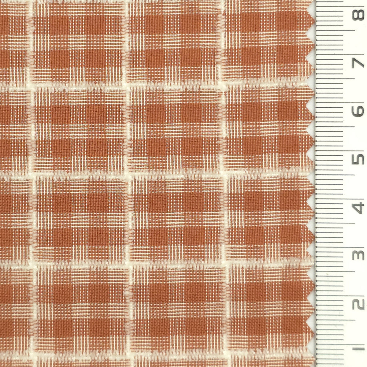 1: Dark Charcoal-2: Peach-3: Mustard Yellow-4: Golden Brown-5: Tan - Textured Lightweight Embroidered Plaid Poly Cotton Shirting Woven Fabric - FAB 1935