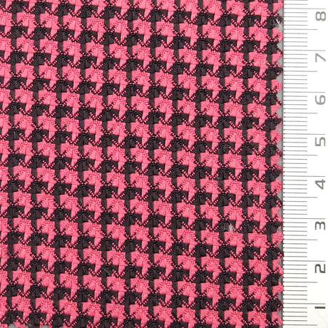 Houndstooth YarnDyed Polyester Spandex Woven Fabric - FAB1686 - 1.Black/White-2.Beige-3.White-4.Blue-5.Green-6.Yellow-7.Pink-8.Red-9.Black/Fushia 