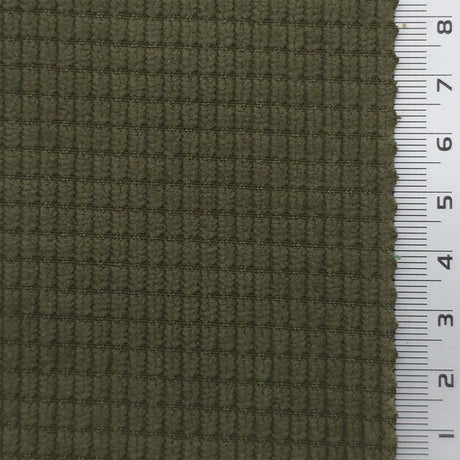 Olive Green - 8 Wale Textured Corduroy Poly Woven Fabric - FAB1874