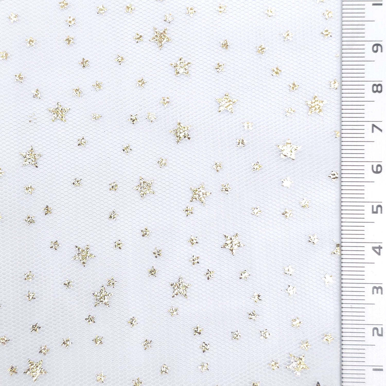 Star Print Poly Knit Fabric - FAB1953 - White