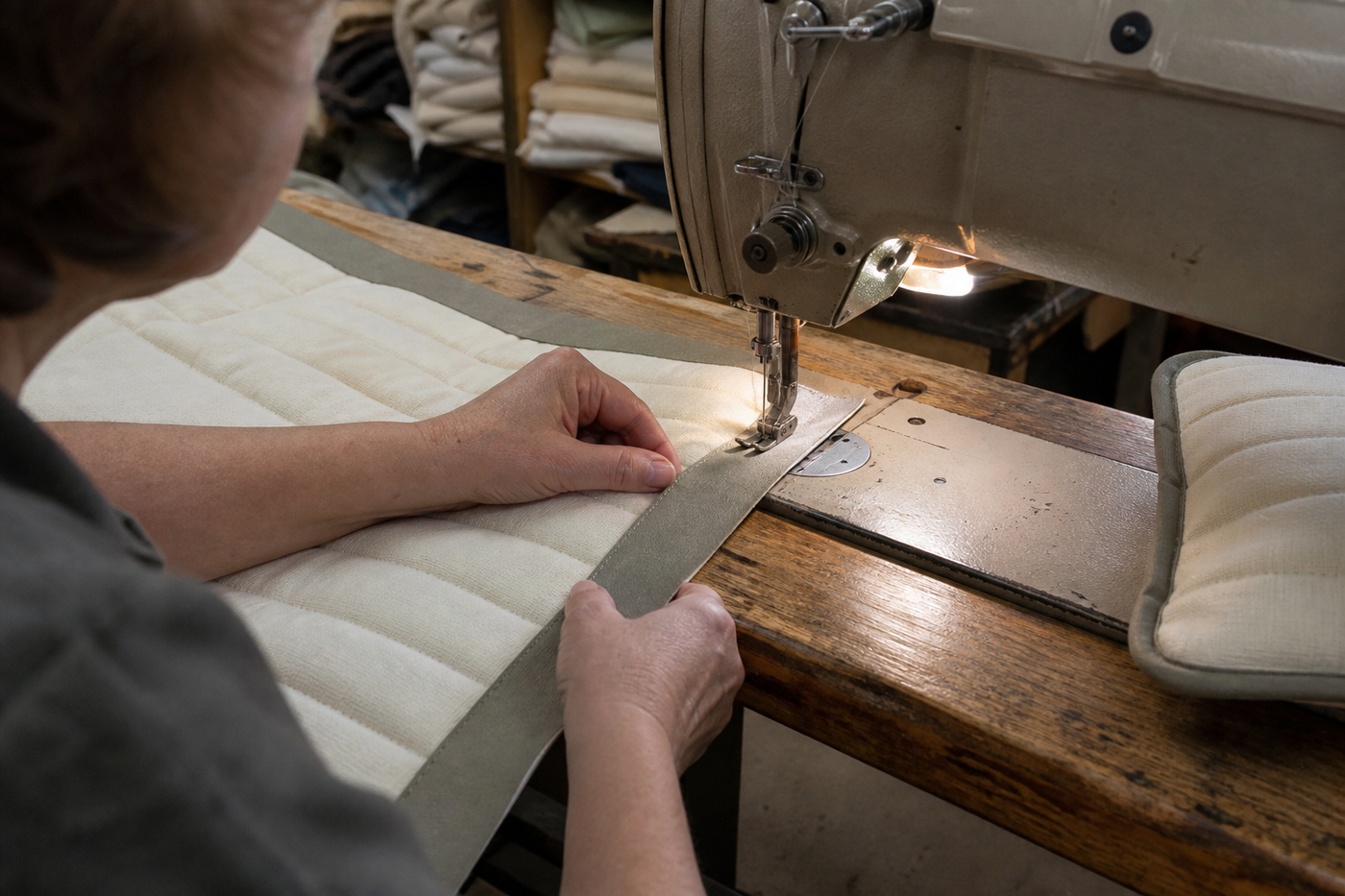 Sewing with a matching fabric strip