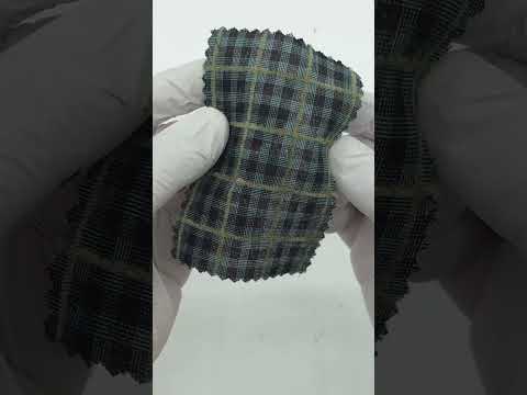 Textured Lightweight Embroidered Plaid Poly Cotton Shirting Woven Fabric - FAB 1935