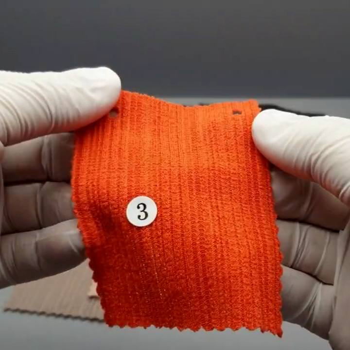 1.Orange-2.Fuchsia-3.Orange-4.Red-5.Ivory Grey - Poly Span Knit Fabric - FAB 1057