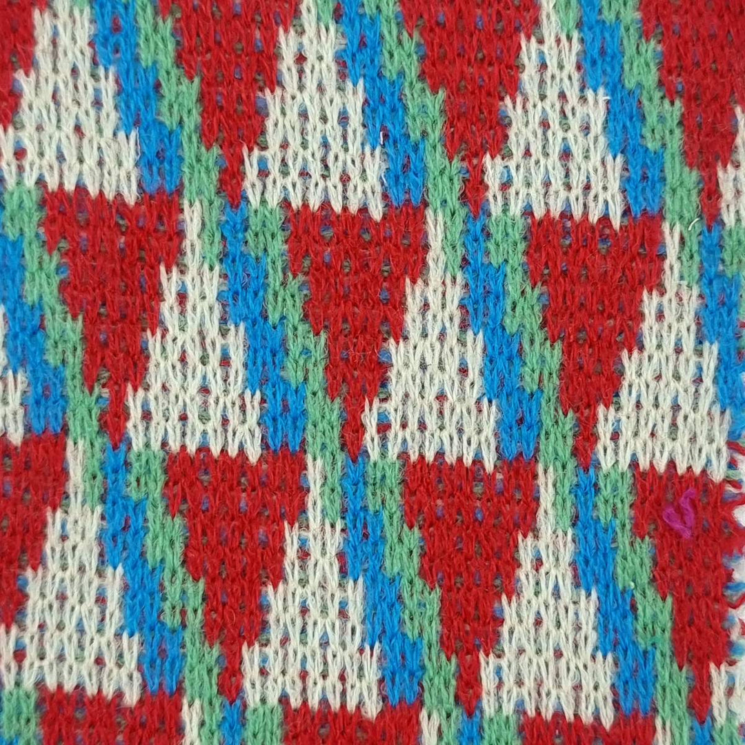 1.Red-2.Brown-3.Grey-4.Green-Swatch - YarnDyed Jacquard Acrylic Knit Fabric - FAB 1518