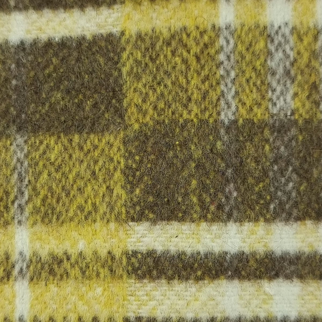 1.Yellow-2.Pink-3.Beige-4.Black-Swatch - Brushed Check Polyester Wool Woven Fabric - FAB 1504