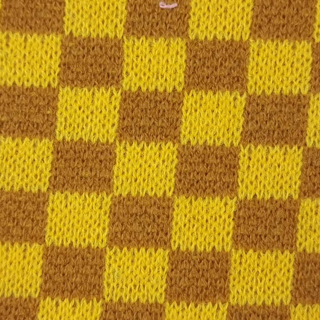 1.Yellow-2.PInk-3.Green-4.Blue-5.Black - Check Jacquard Acrylic Knit Fabric - FAB 1529