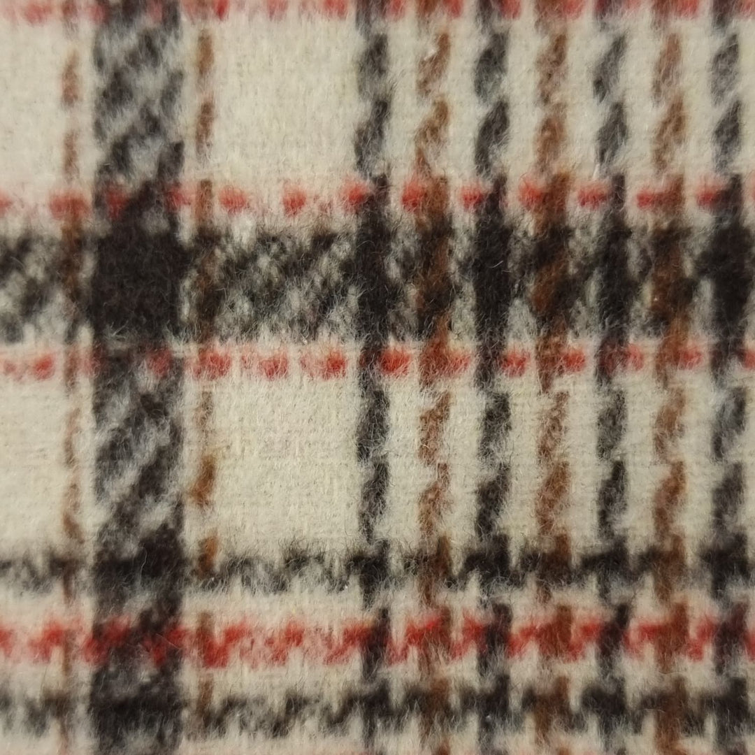 1.Beige-2.Pink-3.Grey-4.Black-Swatch - Check Brushed Wool Polyester Woven Fabric - FAB 1503
