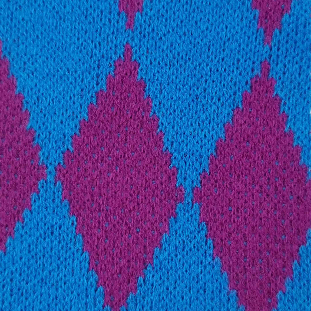 1.Blue-2.Green-3.Yellow-4.Pink-5.Black - Diamond Jacquard Acrylic Knit Fabric - FAB 1515