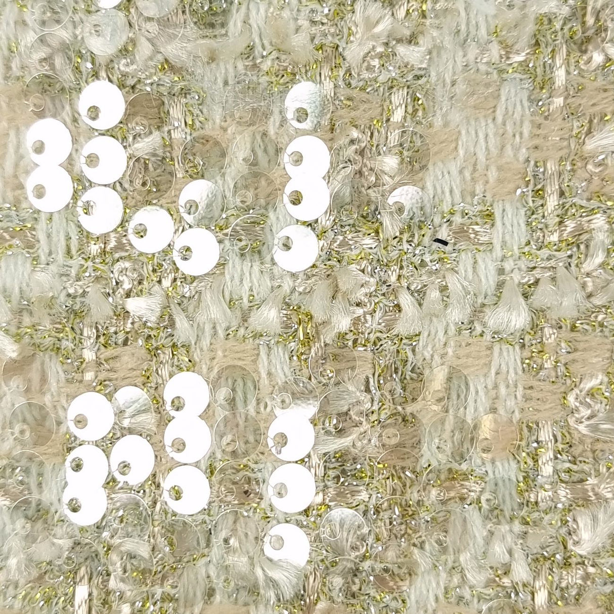 Sequins Polyester Acrylic Woven Fabric | FAB1502 | 1.Silver, 2.Gold by Fabricis.com #