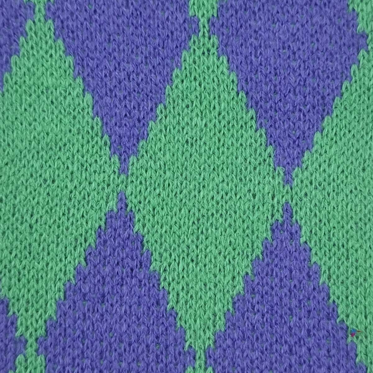 Diamond Jacquard Acrylic Knit Fabric | FAB1515 | 1.Blue, 2.Green, 3.Yellow, 4.Pink, 5.Black by Fabricis.com #