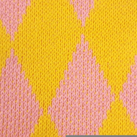 Diamond Jacquard Acrylic Knit Fabric | FAB1515 | 1.Blue, 2.Green, 3.Yellow, 4.Pink, 5.Black by Fabricis.com #