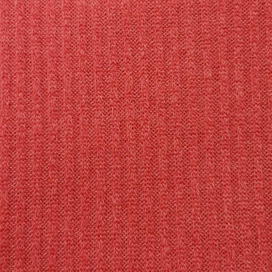 Mir 2x2 Rib Poly Span Knit Fabric-Coral