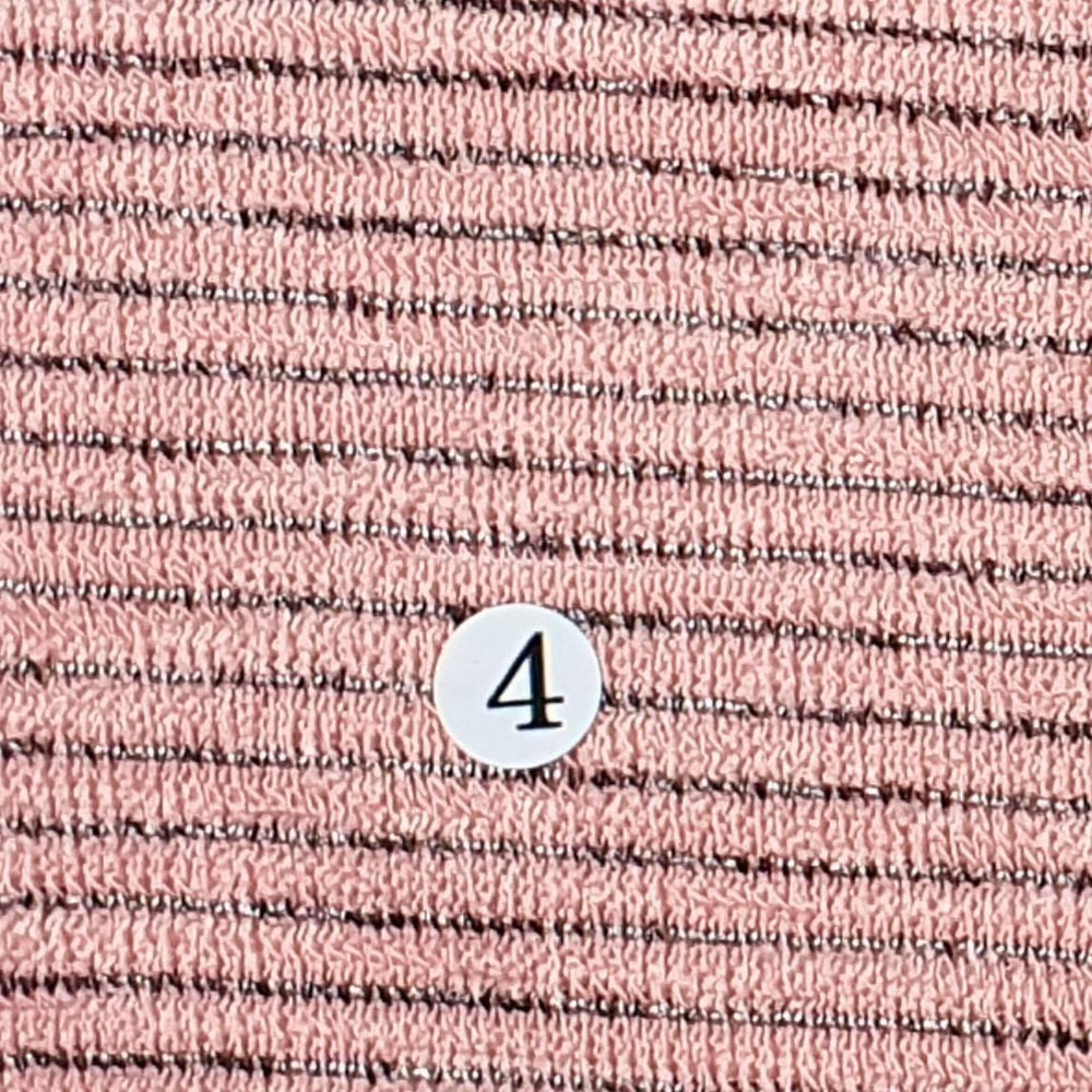 1.Yellow-2.Ivory-3.Beige-4.Pink-5.Fuchsia - Dope Dyed Stripe Poly Span Knit Fabric - FAB 1033