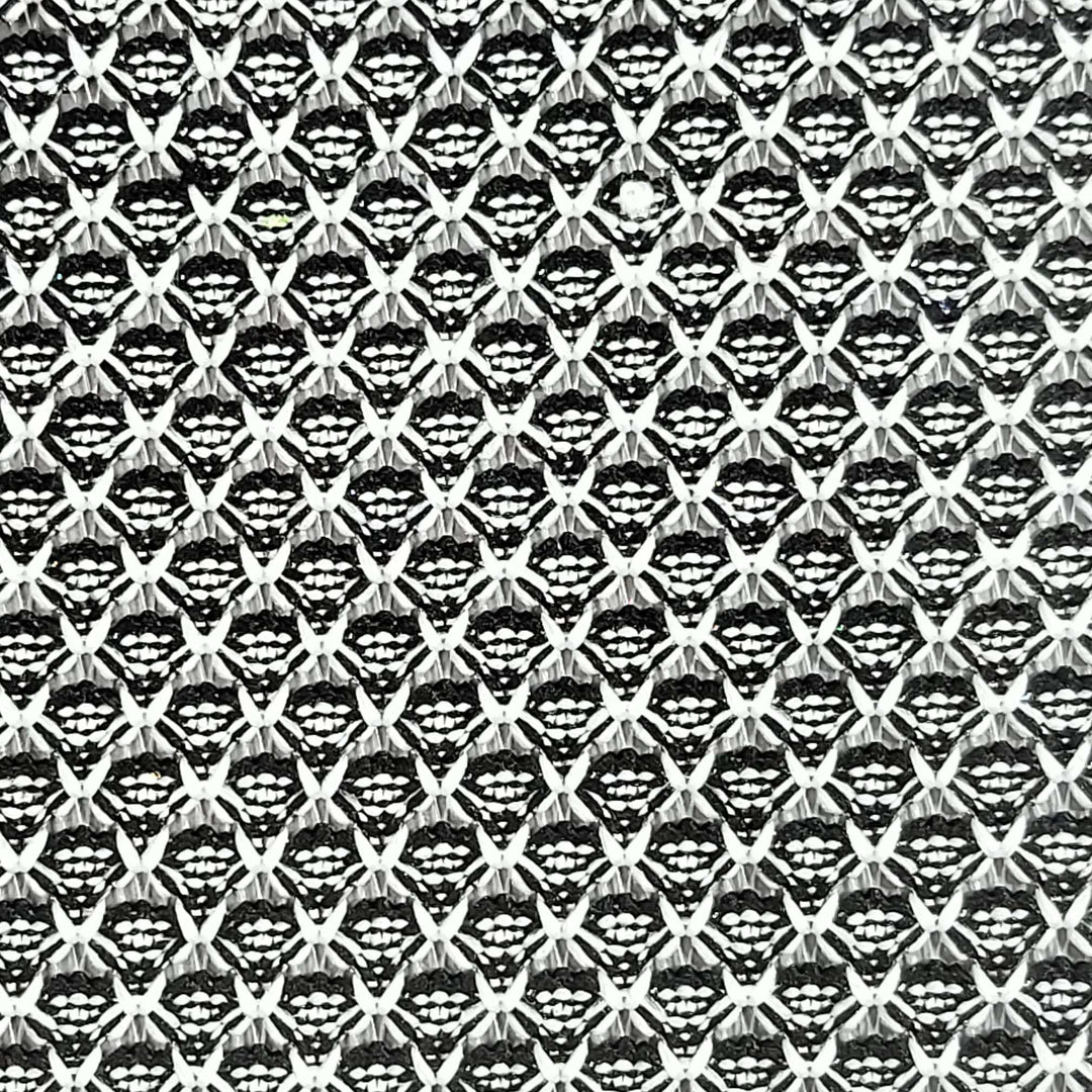 1.White-2.Black-3.Red-4.Blue-5.Red - Yarn Dyed Jacquard Mesh Fabric - FAB 1130