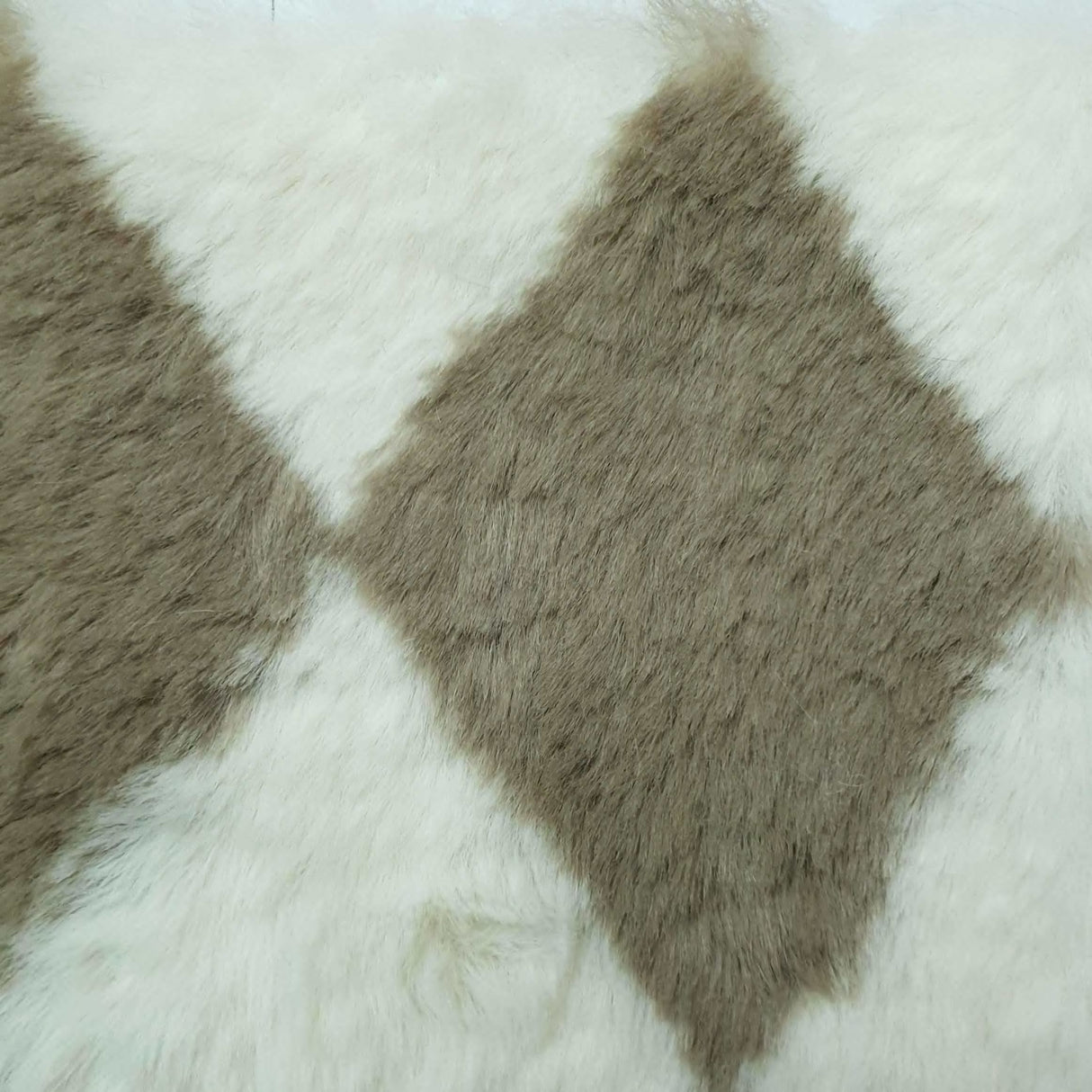 Diamond Faux Fur Fabric | FAB1197 | 1.White/Stone, 2.Punch/Black, 3.White/Rose, 4.White/Coffee, 5.White/Lilac, 6.Sand/Brown, 7.White/Navy, 8.White/Black by Fabricis.com #