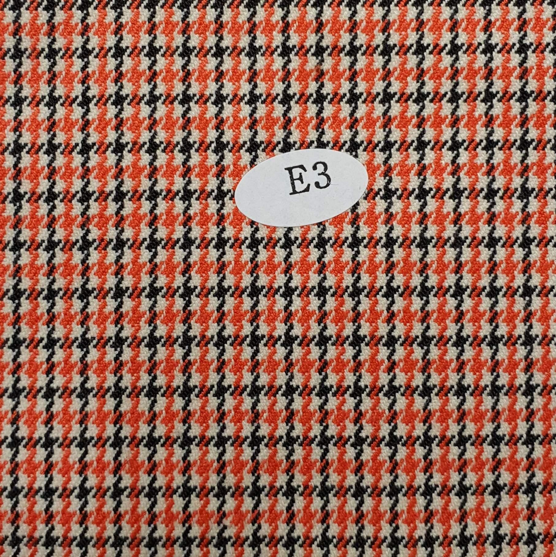 Poly Rayon Check Woven Fabric - FAB 1274 - 1.Orange Black