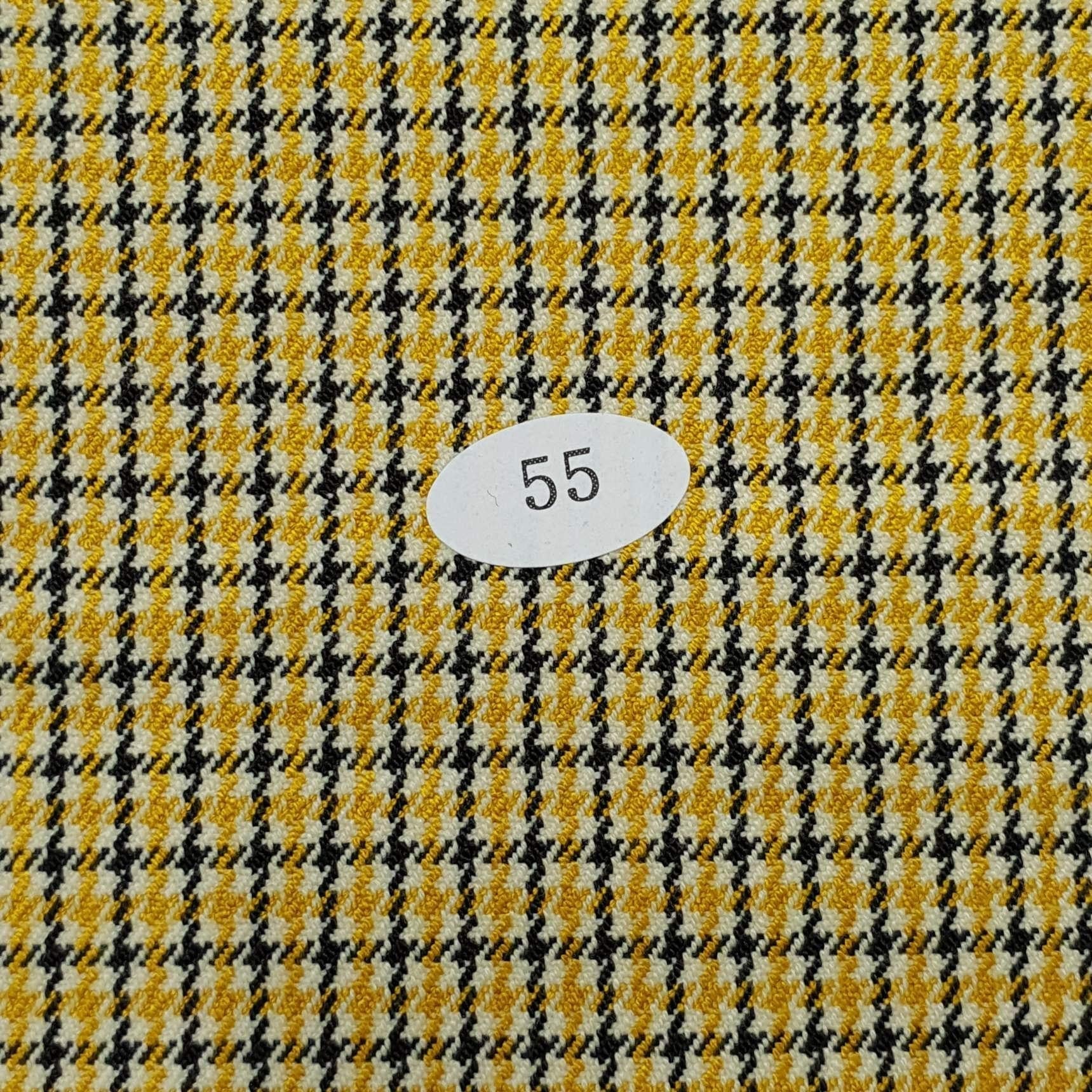 Poly Rayon Check Woven Fabric - FAB 1274 - 3.Yellow Black