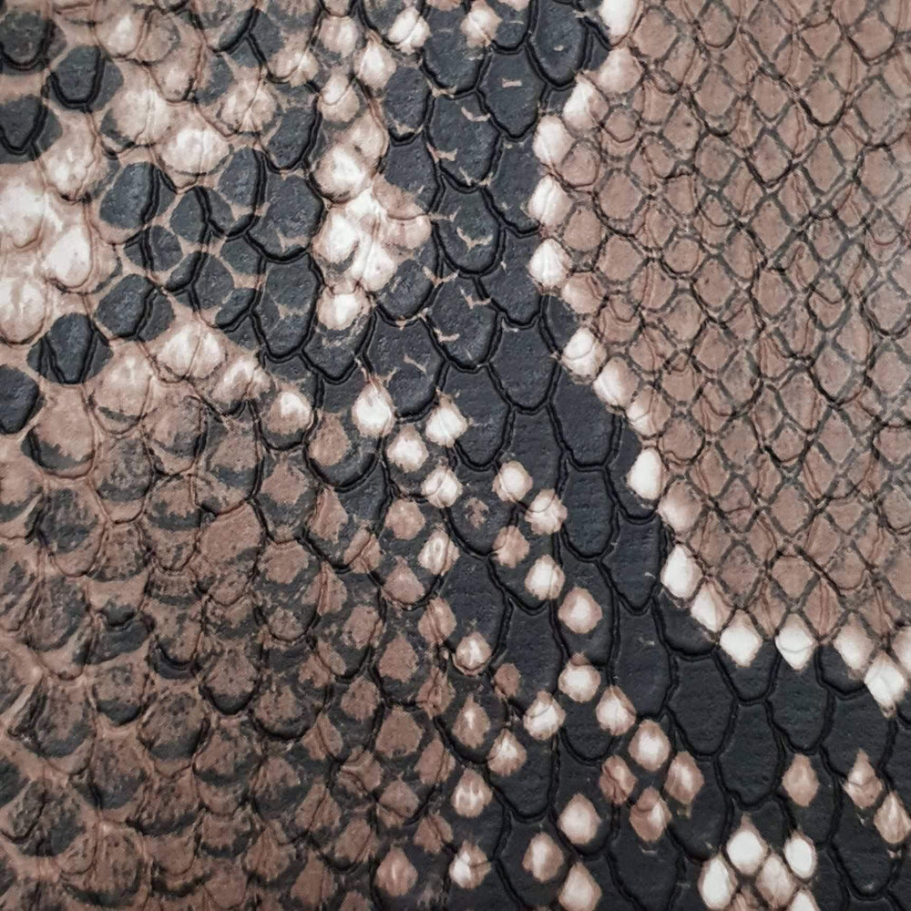 1.Black Grey-2.Black-3.Brown-4.Grey-5.Blue - Fake Snake Skin PU Rayon Fabric - FAB 1297