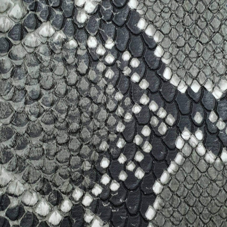 Fake Snake Skin PU Rayon Fabric | FAB1297 | 1.Black Grey, 2.Black, 3.Brown, 4.Grey, 5.Blue, 6.Red by Fabricis.com #