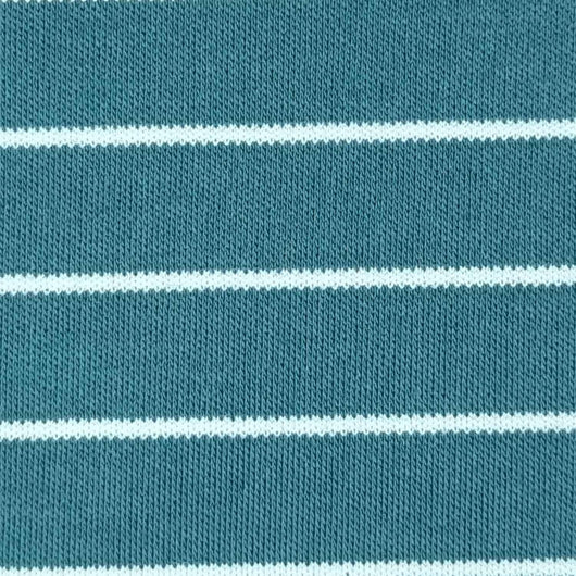 24mm Stripe Cotton Polyester Knit Fabric-Cyan
