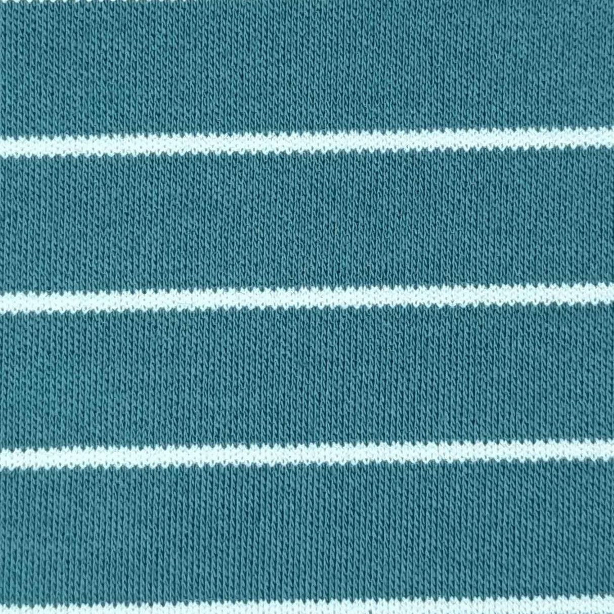 24mm Stripe Cotton Polyester Knit Fabric-Cyan