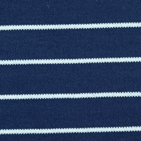 28mm Stripe Cotton Polyester Knit Fabric-Navy