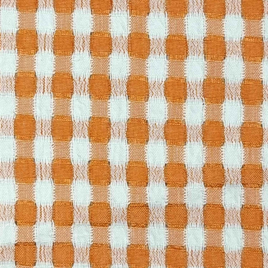 Gingham Rugs Polyester Spandex Woven Fabric | FAB1416 | 1.Orange, 2.Beige, 3.Grey, 4.Green, 5.Blue, 6.Pink Red, 7.Red, 8.Black by Fabricis.com #