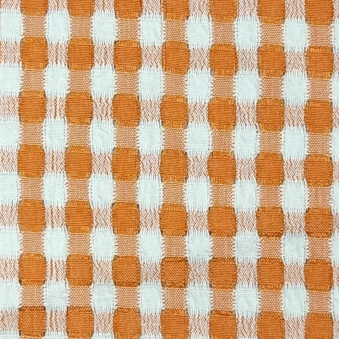 1.Orange-2.Beige-3.Grey-4.Green-5.Blue - Gingham Rugs Polyester Spandex Woven Fabric - FAB 1416