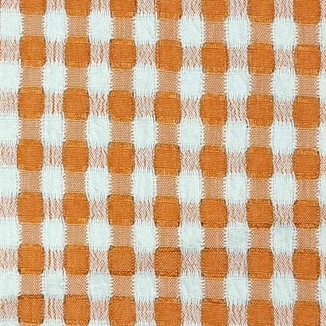 Gingham Rugs Polyester Spandex Woven Fabric | FAB1416 | 1.Orange, 2.Beige, 3.Grey, 4.Green, 5.Blue, 6.Pink Red, 7.Red, 8.Black by Fabricis.com #