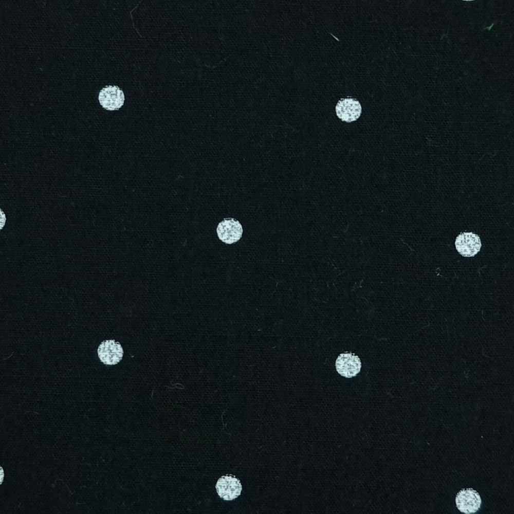 20mm Dots Enzyme Cotton Woven Fabric-Black