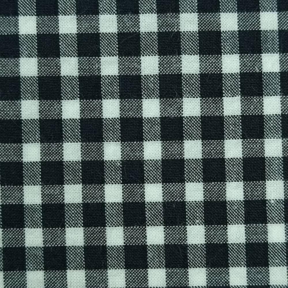 Check Yarn Dyed Cotton Woven Fabric-Black