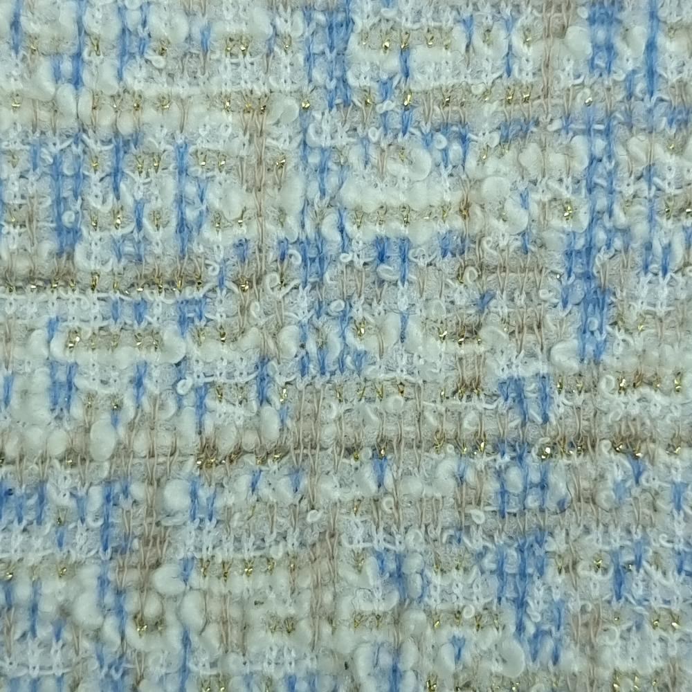 1.Beige/Blue-2.Blue/Black-3.Fuchsia-4.Brown-5.Black - Yarn Dyed Jacquard Metallic Knit Fabric - FAB 1430