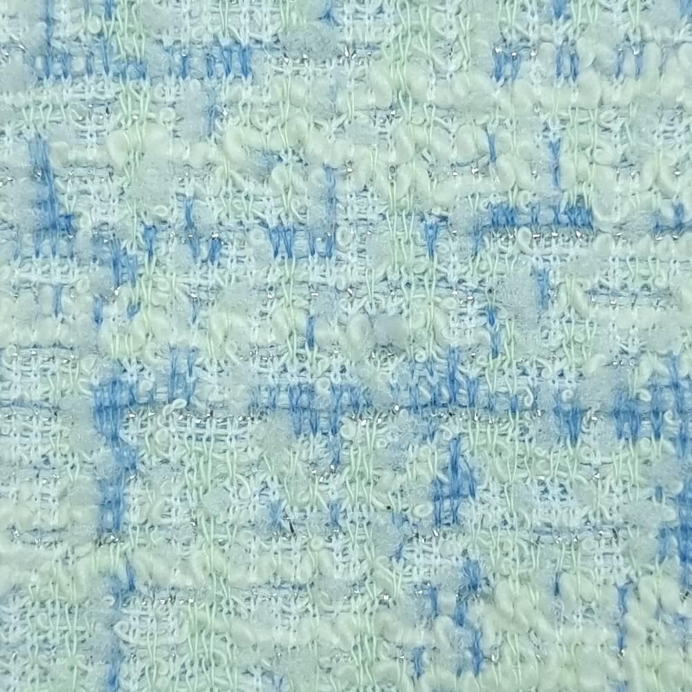 Yarn Dyed Jacquard Metallic Knit Fabric-Blue