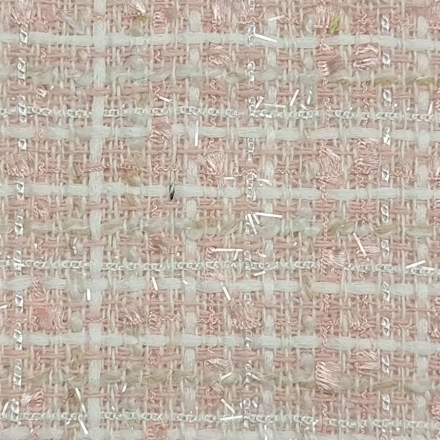 1.Pink-2.Blue-3.Green-4.Beige - Tweed Yarn Dyed Polyester Woven Fabric - FAB 1442