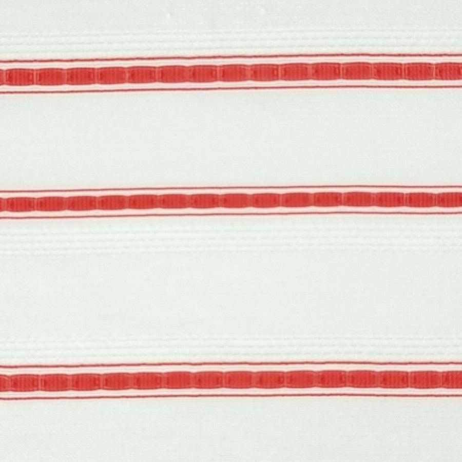 Stripe Rayon Nylon Polyester Woven Fabric-White Red